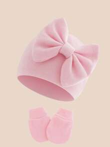3pcs/Set Newborn Baby Bow Decor Outfit Set