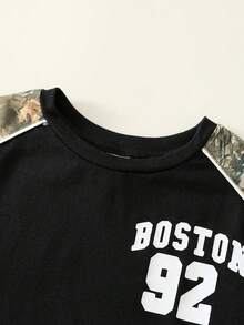 SHEIN 2pcs Toddler Unisex Baby Boy/Girl Casual Fashionable Color Block Camouflage Print Short Sleeve T-Shirt And Shorts Set