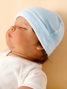 3pcs Infant Solid Daily Simple Basic Hat Set