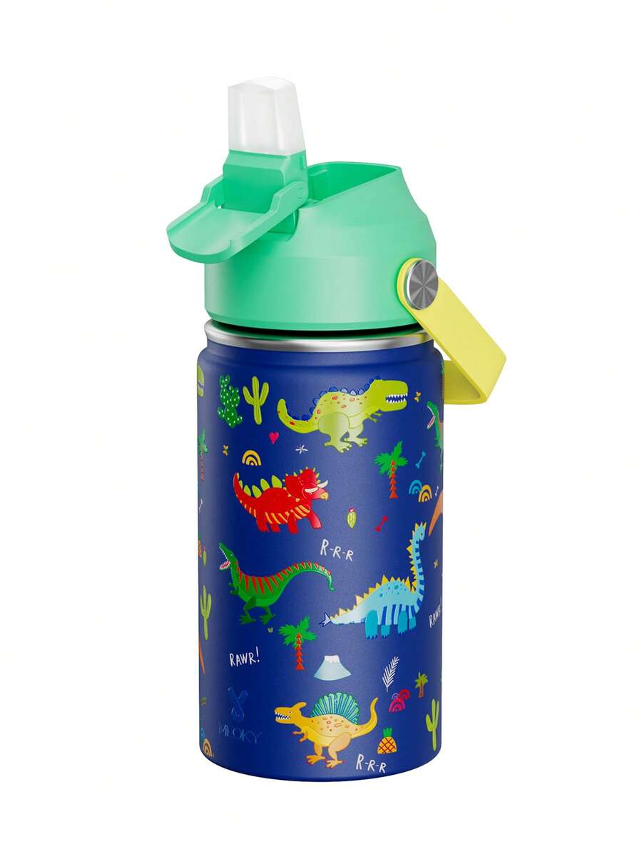 12oz/355ml Stainless Steel Vacuum Insulated Water Bottle With Leak-Proof Nipple Cap And Soft Spout, Suitable For Students And Outdoor Travel