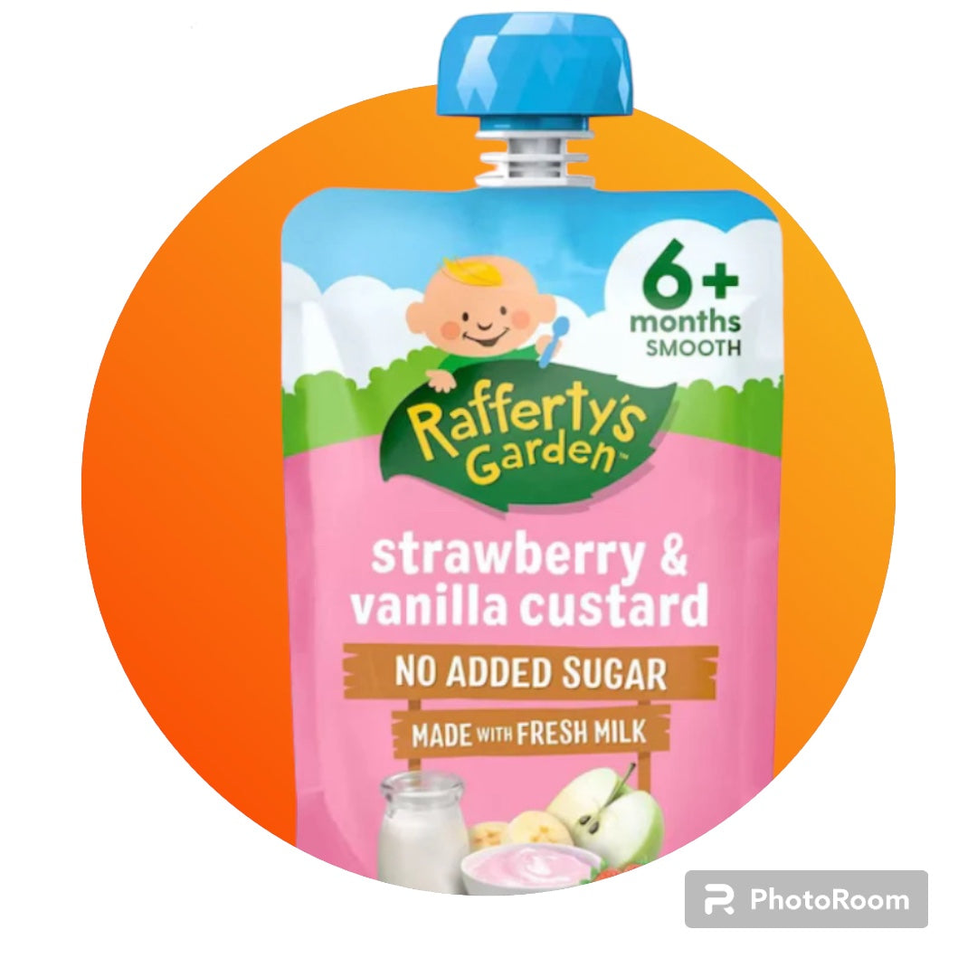 Rafferty's Garden Strawberry & Vanilla Custard Baby Food Pouch 6+ Months 120g