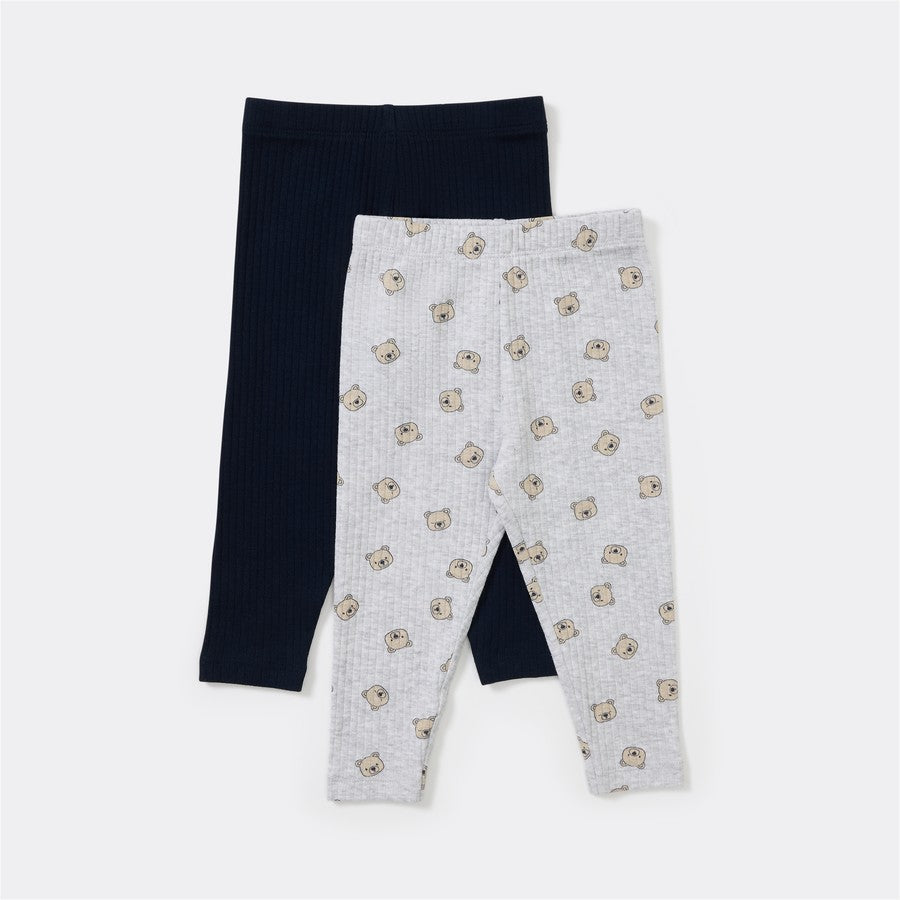 Dymples Baby Rib Leggings 2 Pack - Grey & Navy