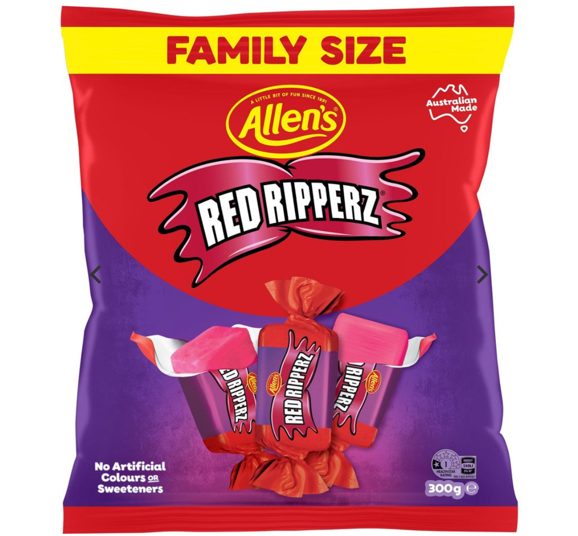 Allen's Red Ripperz Family Share Bag 300g