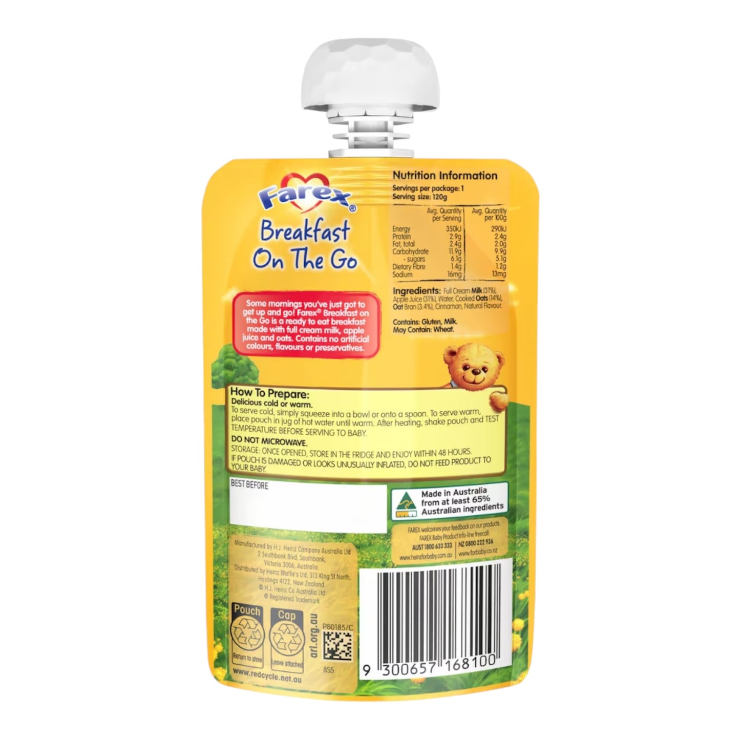 Farex Breakfast On The Go Creamy Baby Food Porridge 6+ Months