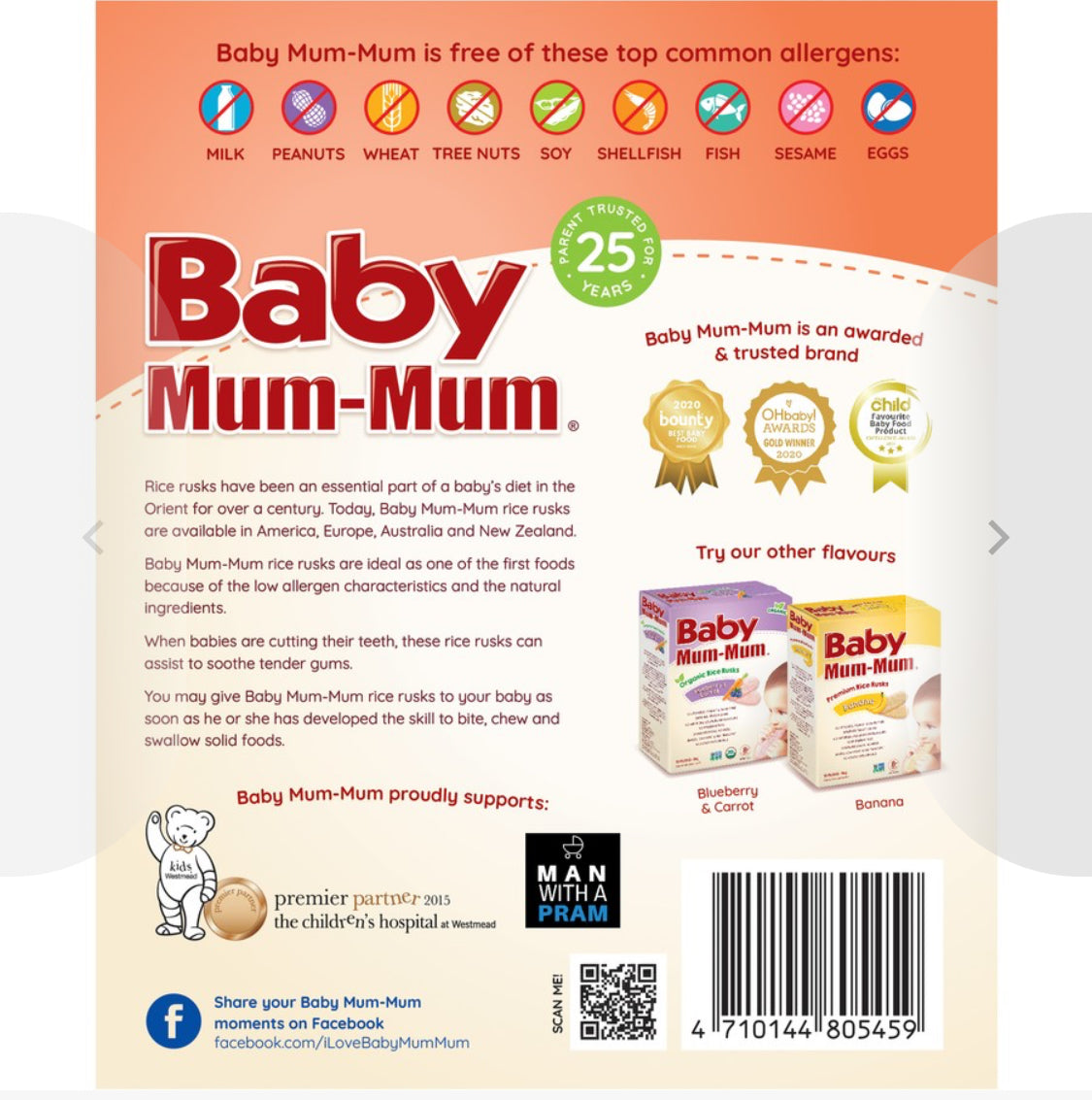 Baby Mum-Mum Organic Rice Rusks Sweet Potato & Carrot 36g