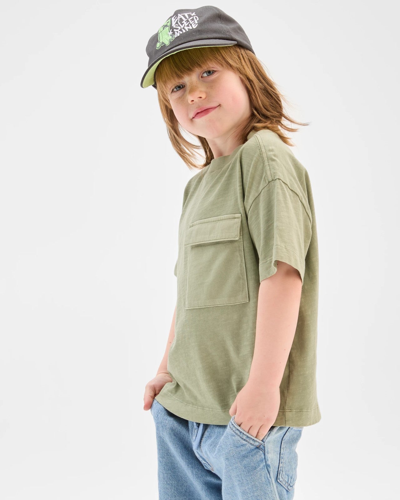Australian Cotton Oversized Washed Pocket T-Shirt