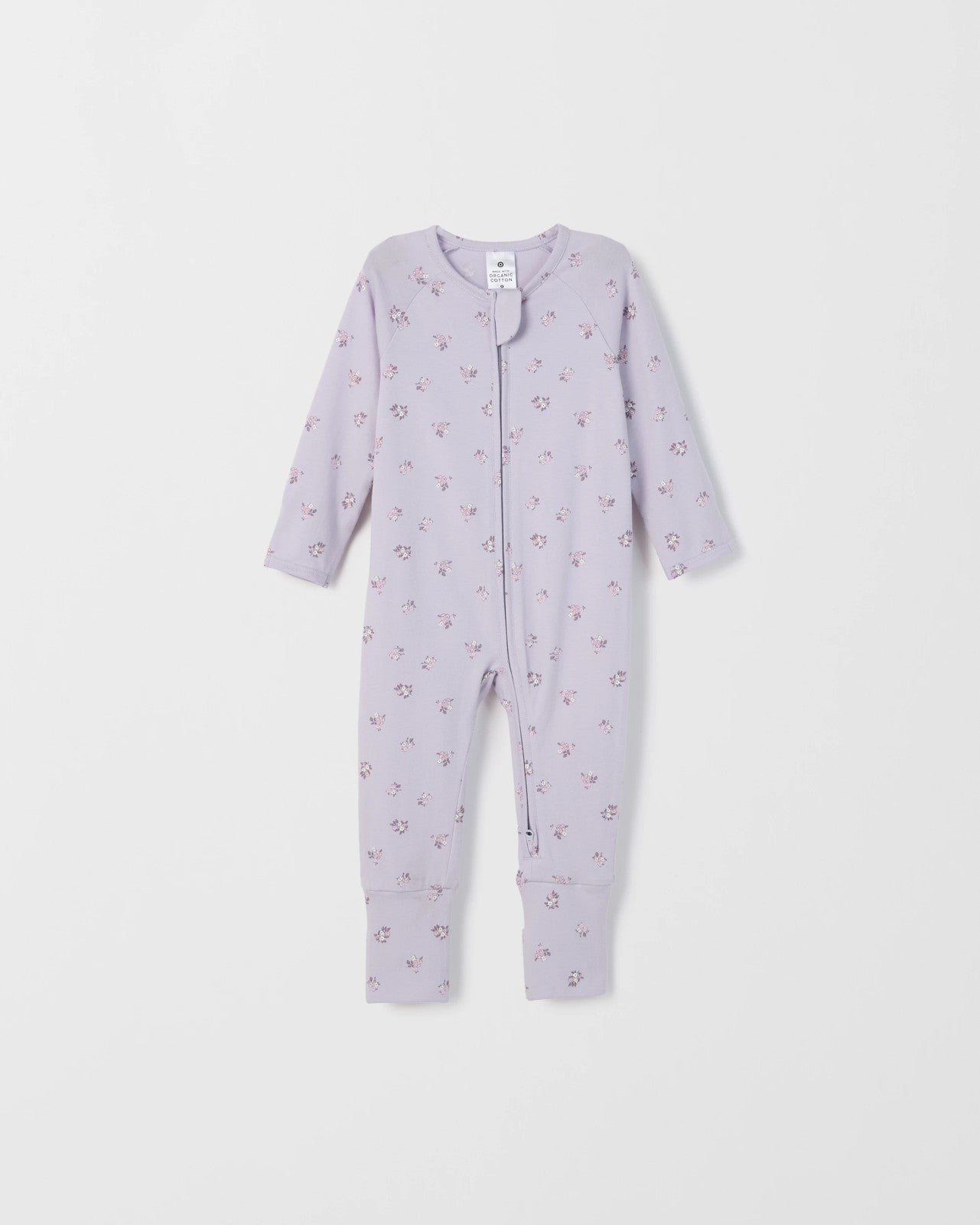 Baby Organic Cotton Zip Front Footless Coverall - Lilac