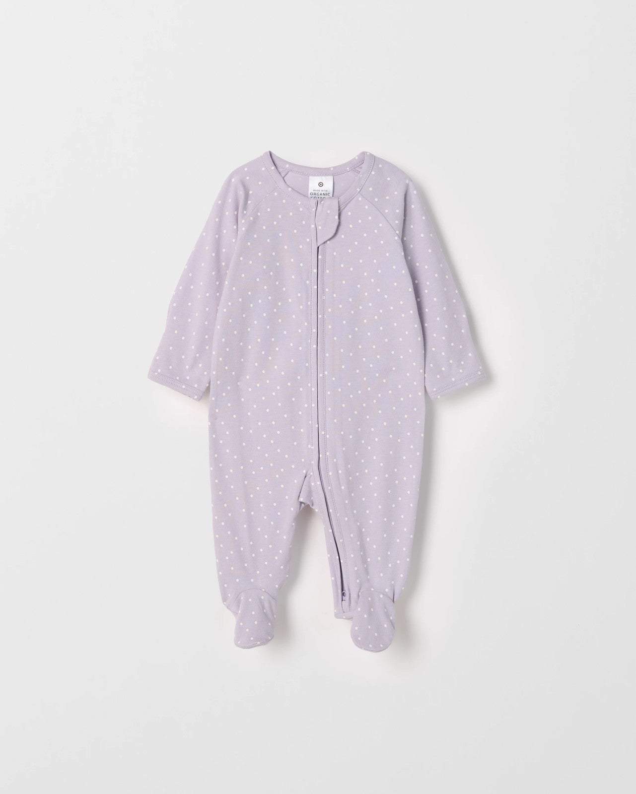 Baby Organic Cotton Zip Coverall - Spot Lilac