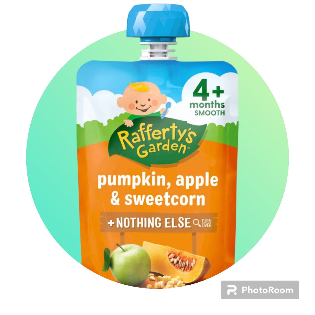 Rafferty's Garden Baby Food Pouch Pumpkin, Apple & Sweetcorn 4+ Months 120g
