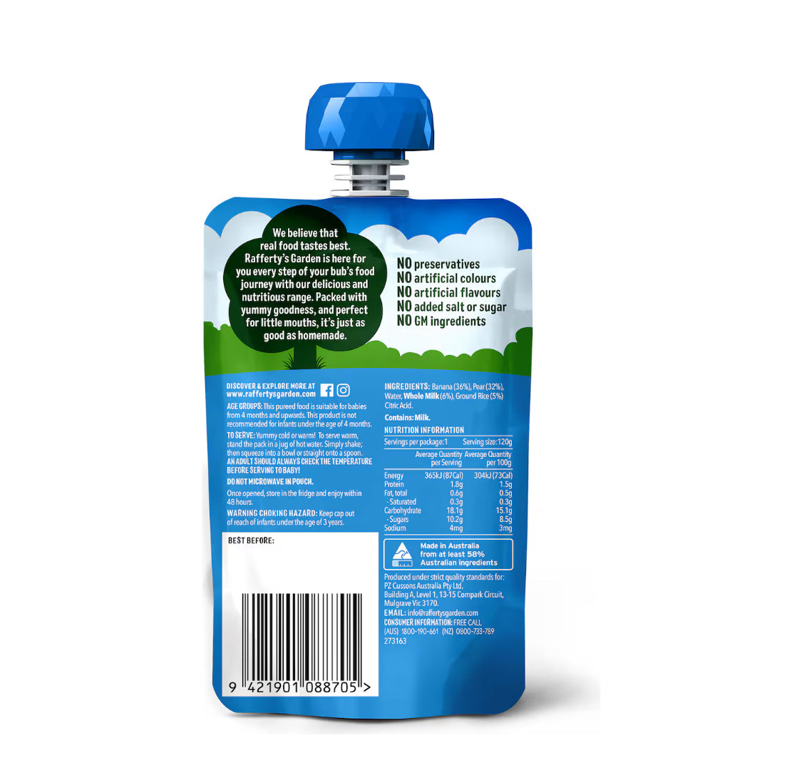 Rafferty's Garden Rice Cereal, Pear Banana & Milk