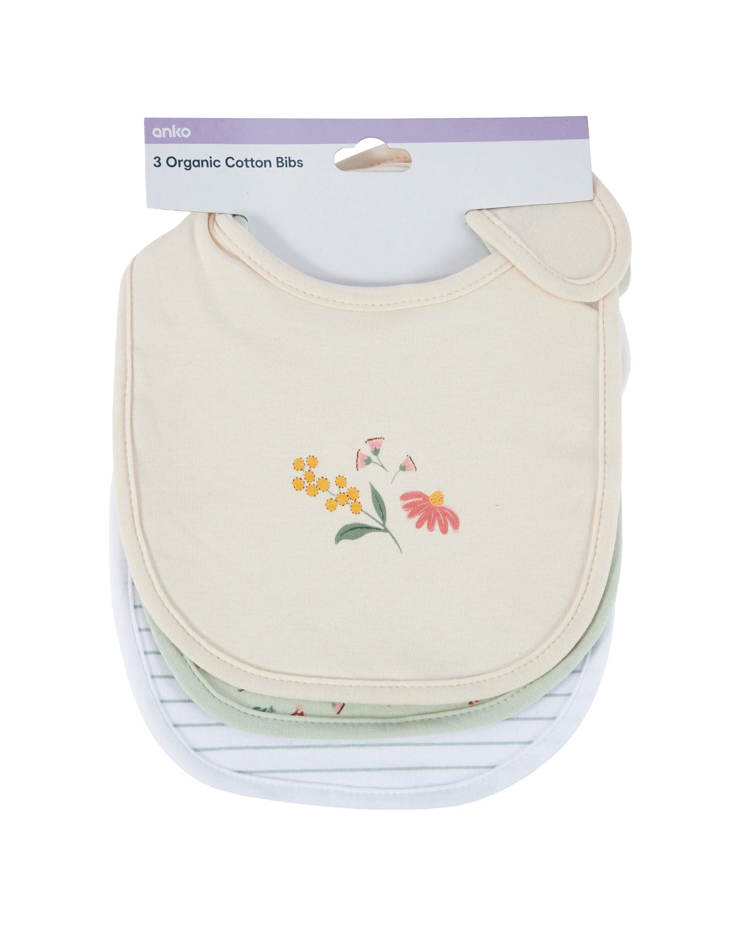3 Pack Organic Cotton Bibs - Flora