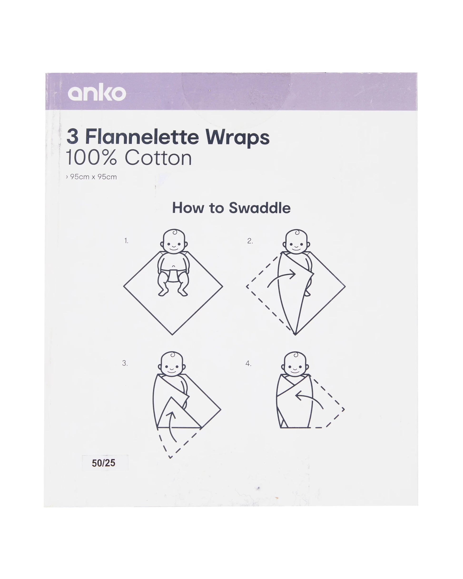 3 Pack Cotton Flannelette Wraps - Stars