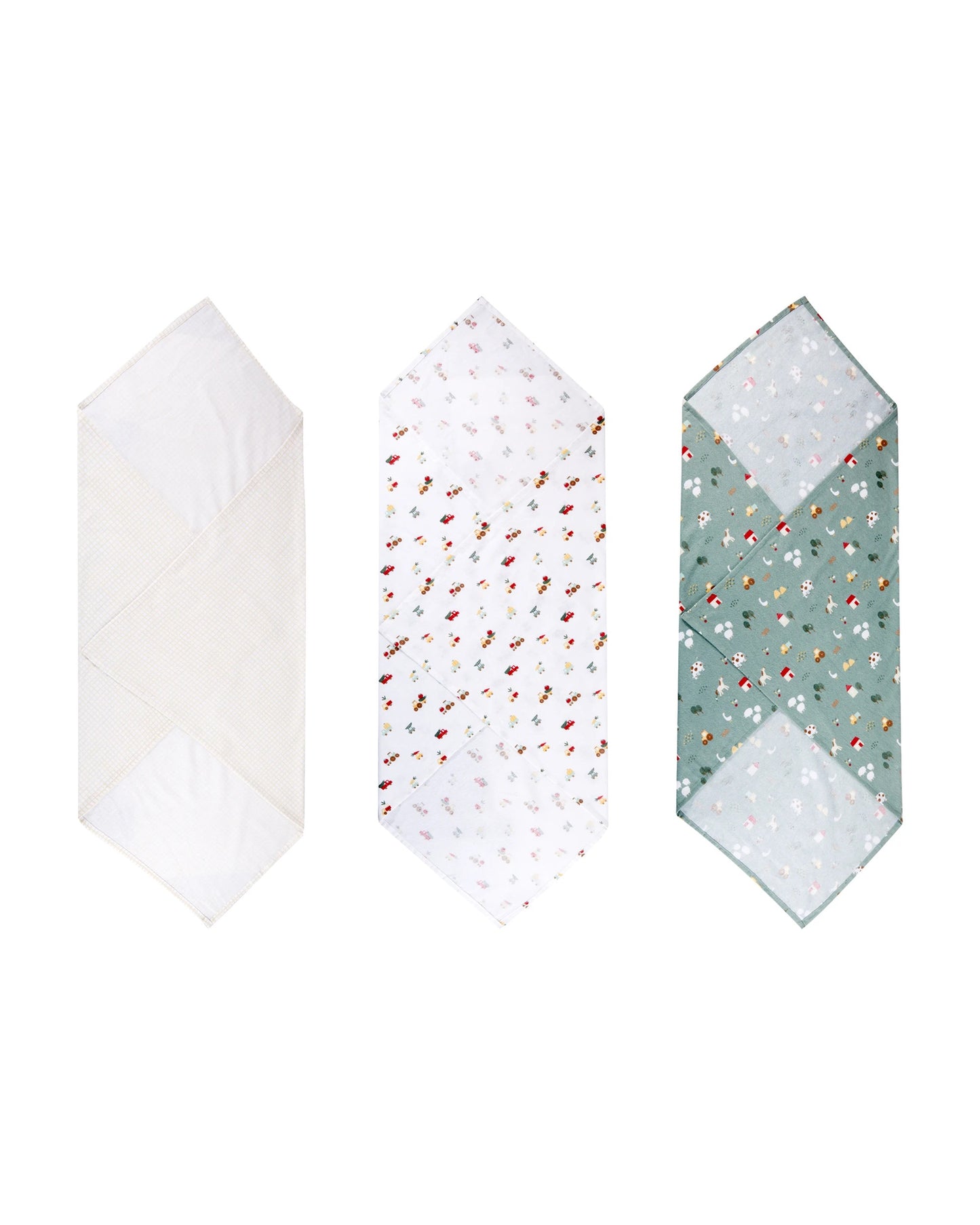 3 Pack Cotton Flannelette Wraps - Farm