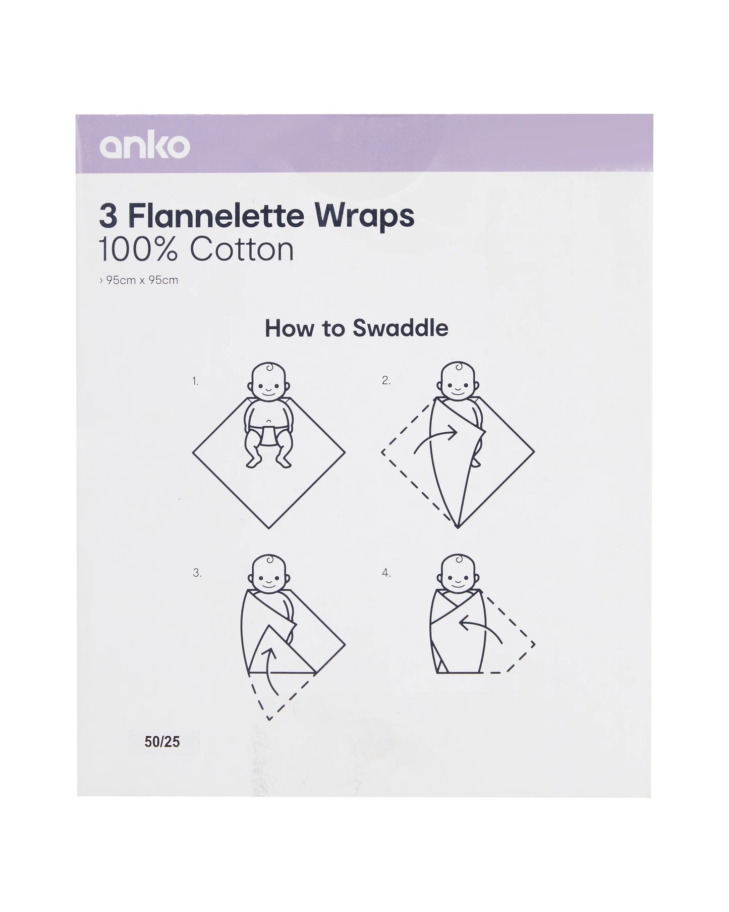 3 Pack Cotton Flannelette Wraps - Farm