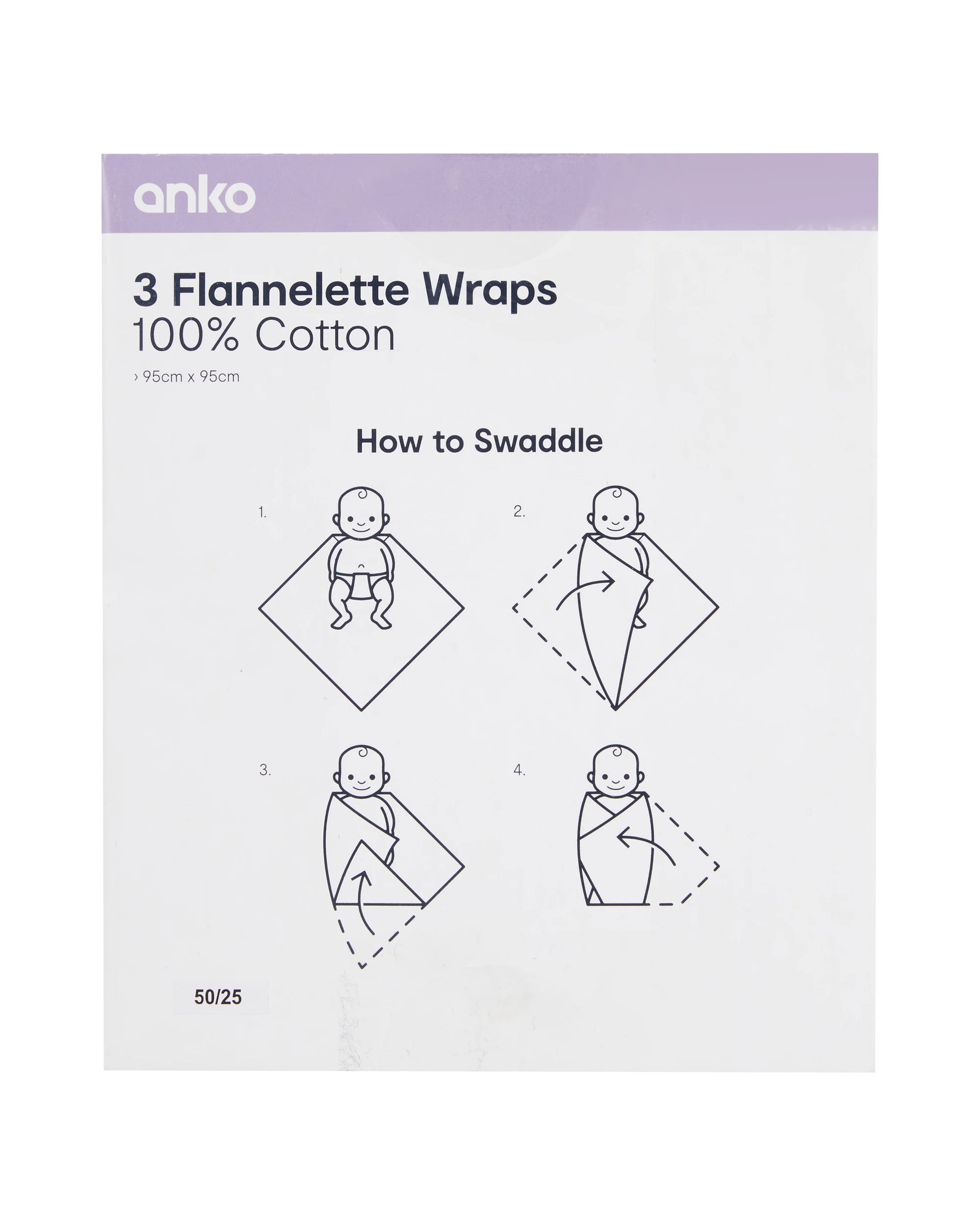 3 Pack Cotton Flannelette Wraps - Farm