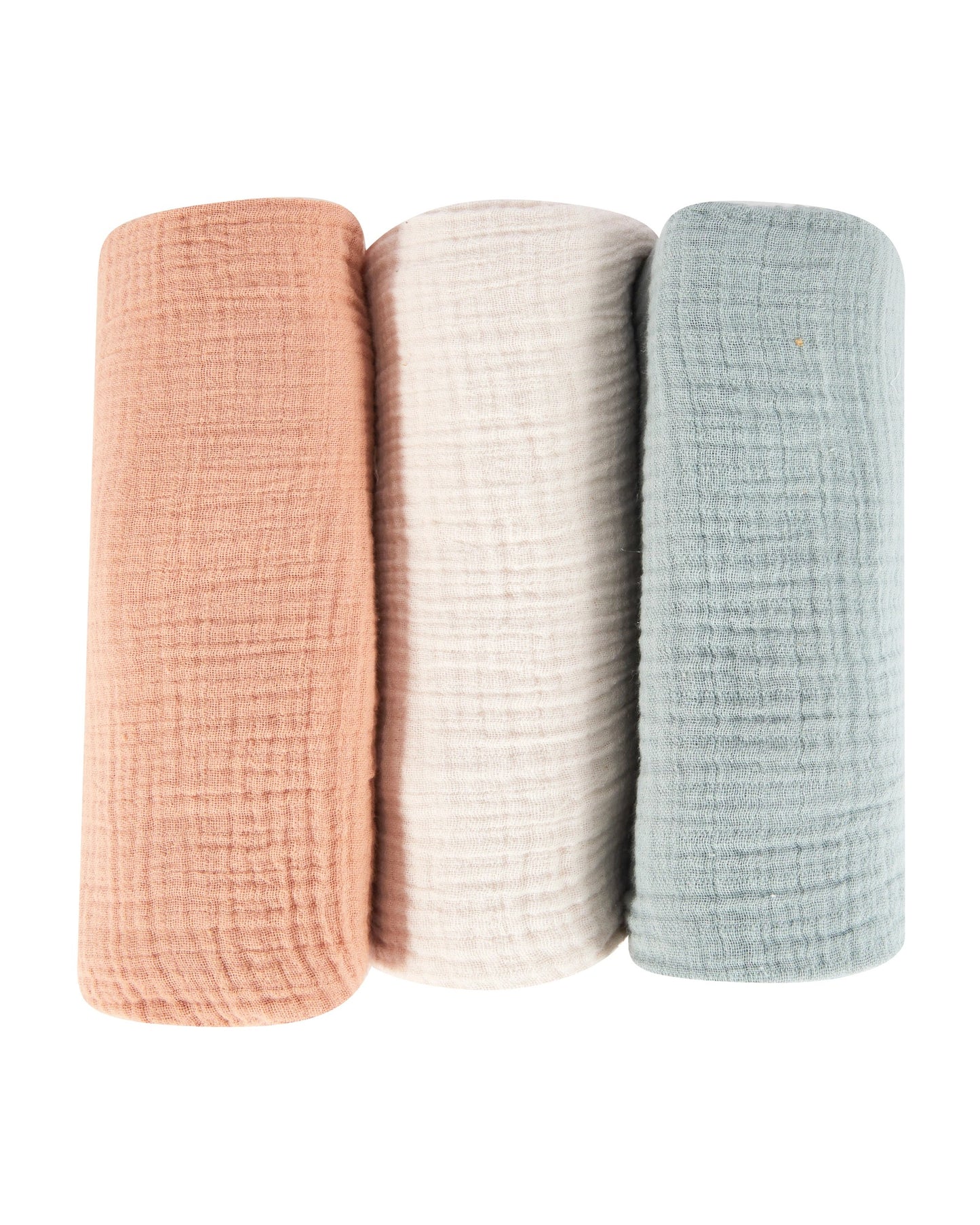 3 Pack Cotton Muslin Wraps - Textured