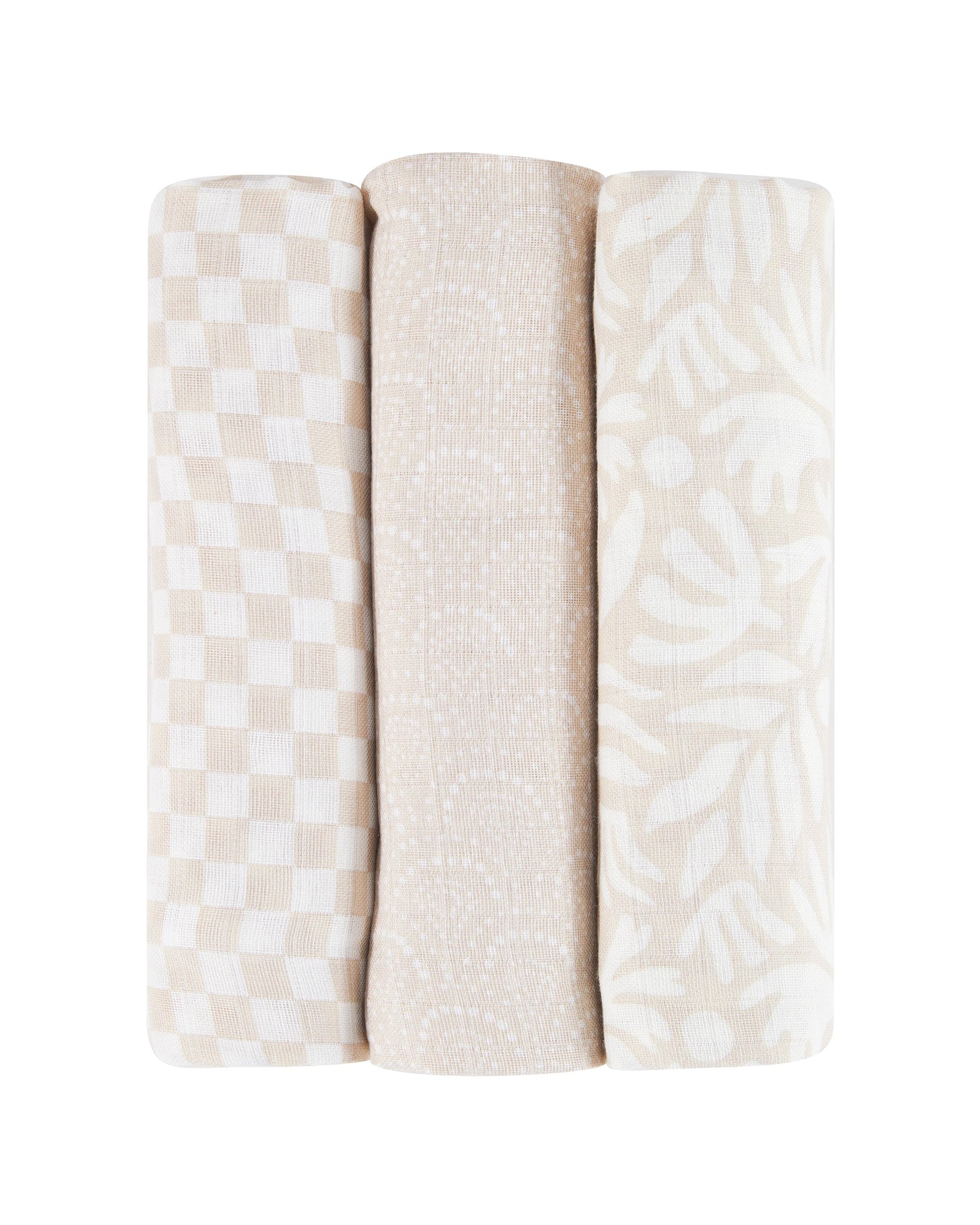 3 Pack Organic Cotton Muslin Wraps - Boho