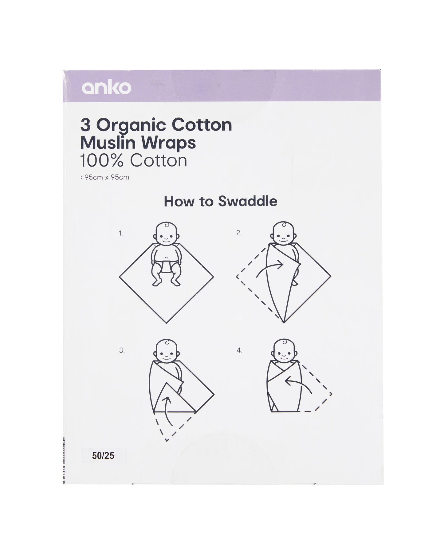 3 Pack Organic Cotton Muslin Wraps - Boho