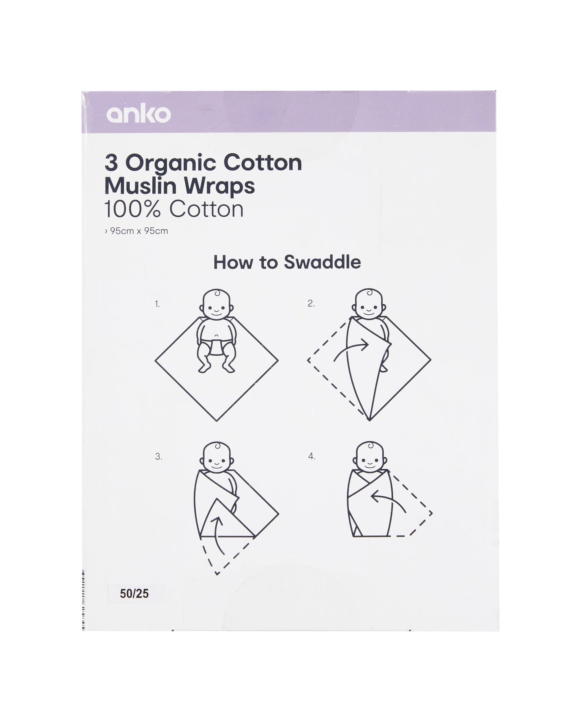 3 Pack Organic Cotton Muslin Wraps - Boho