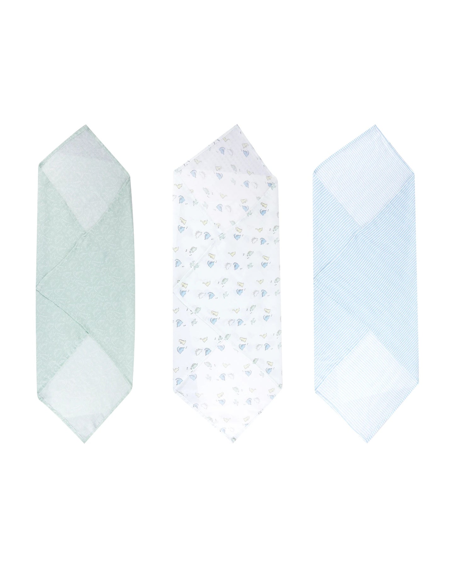 3 Pack Organic Cotton Muslin Wraps - Dino