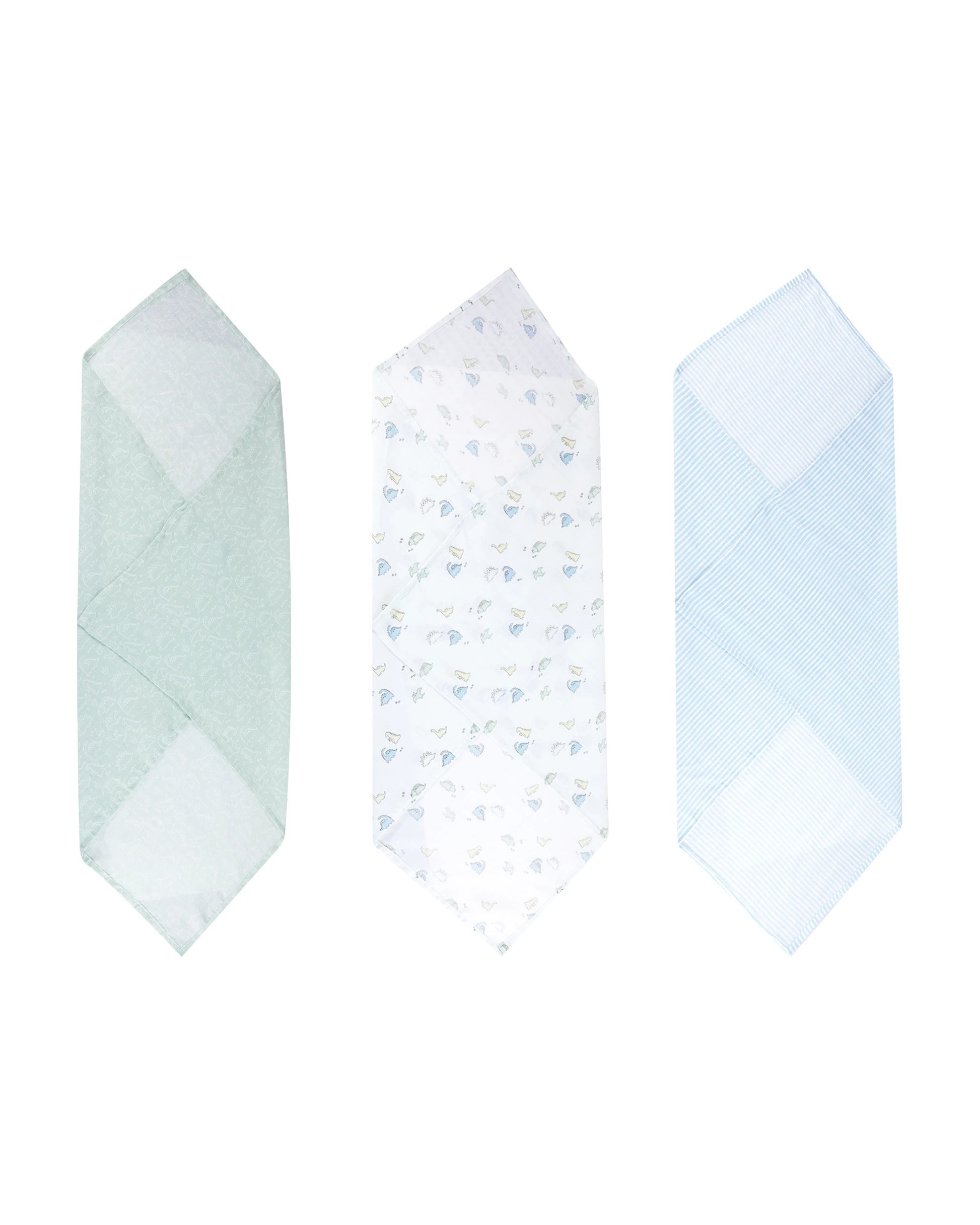 3 Pack Organic Cotton Muslin Wraps - Dino