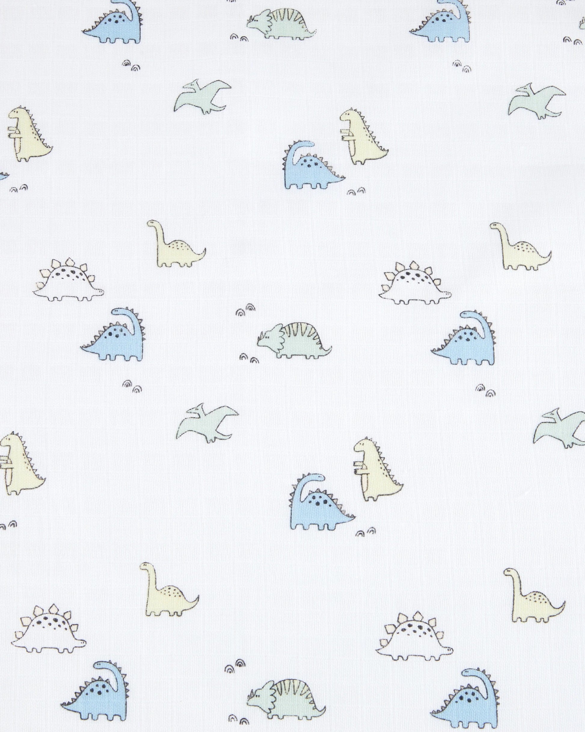 3 Pack Organic Cotton Muslin Wraps - Dino