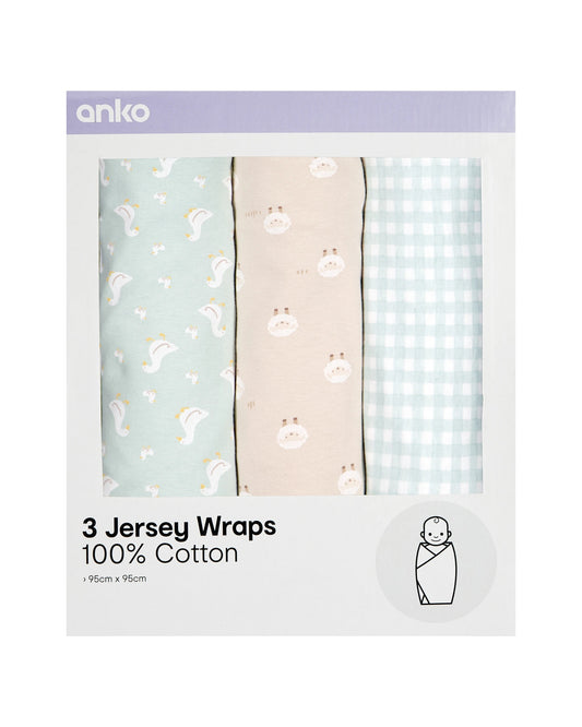 3 Pack Cotton Jersey Wraps