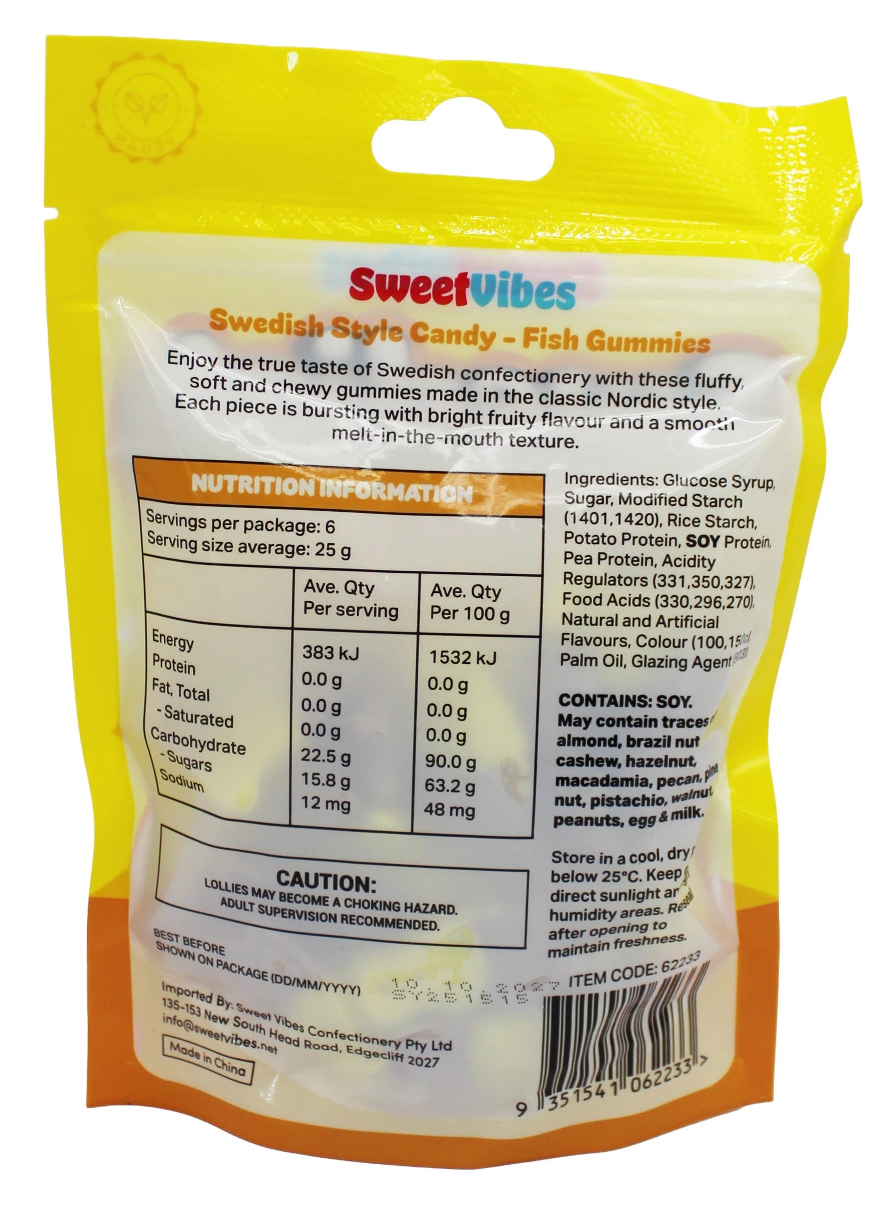 Sweet Vibes Swedish Style Candy Fish Gummies 150g - Banana Toffee