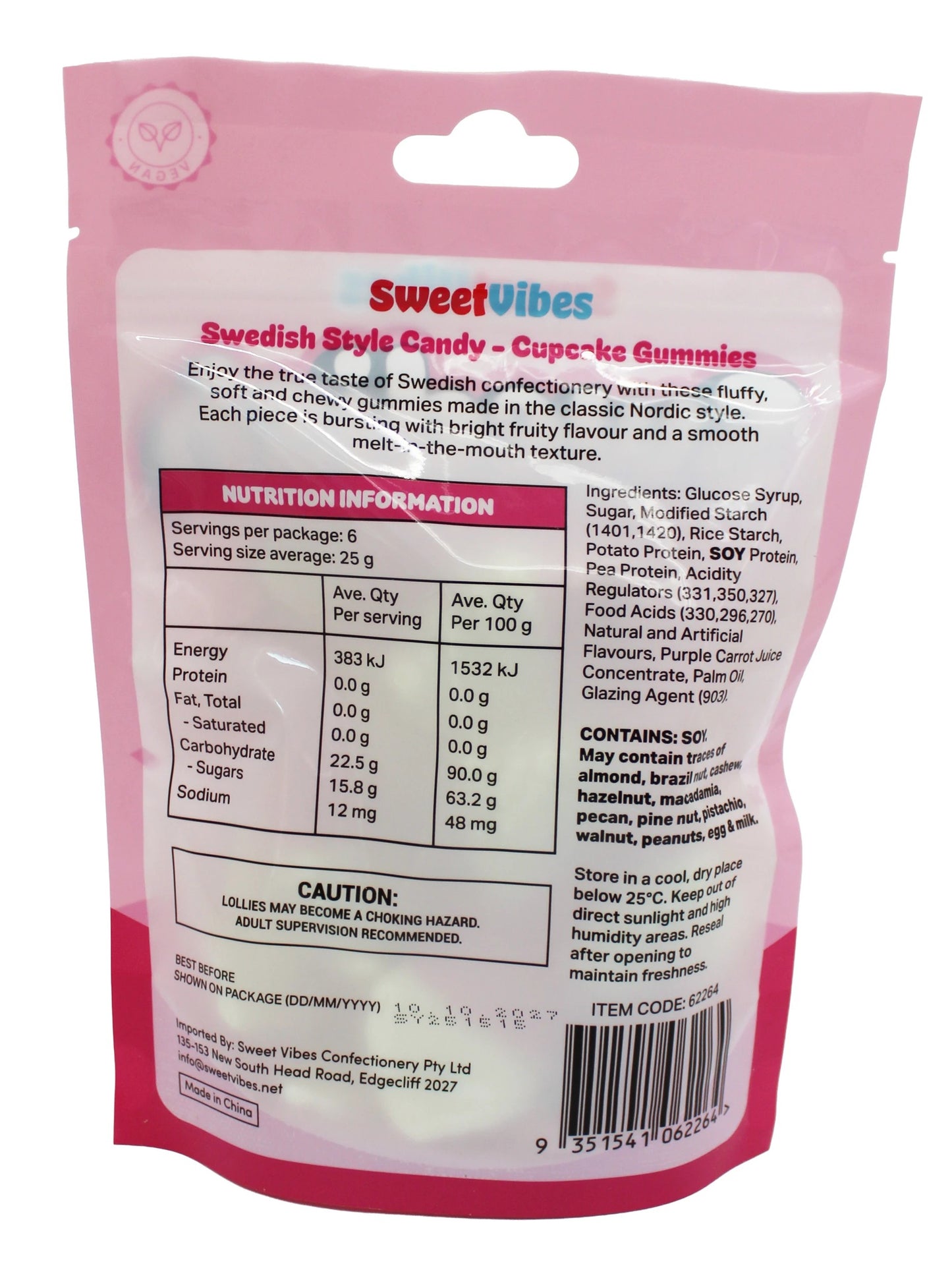 Sweet Vibes Swedish Style Candy Cupcake Gummies 150g - Strawberry and Creme