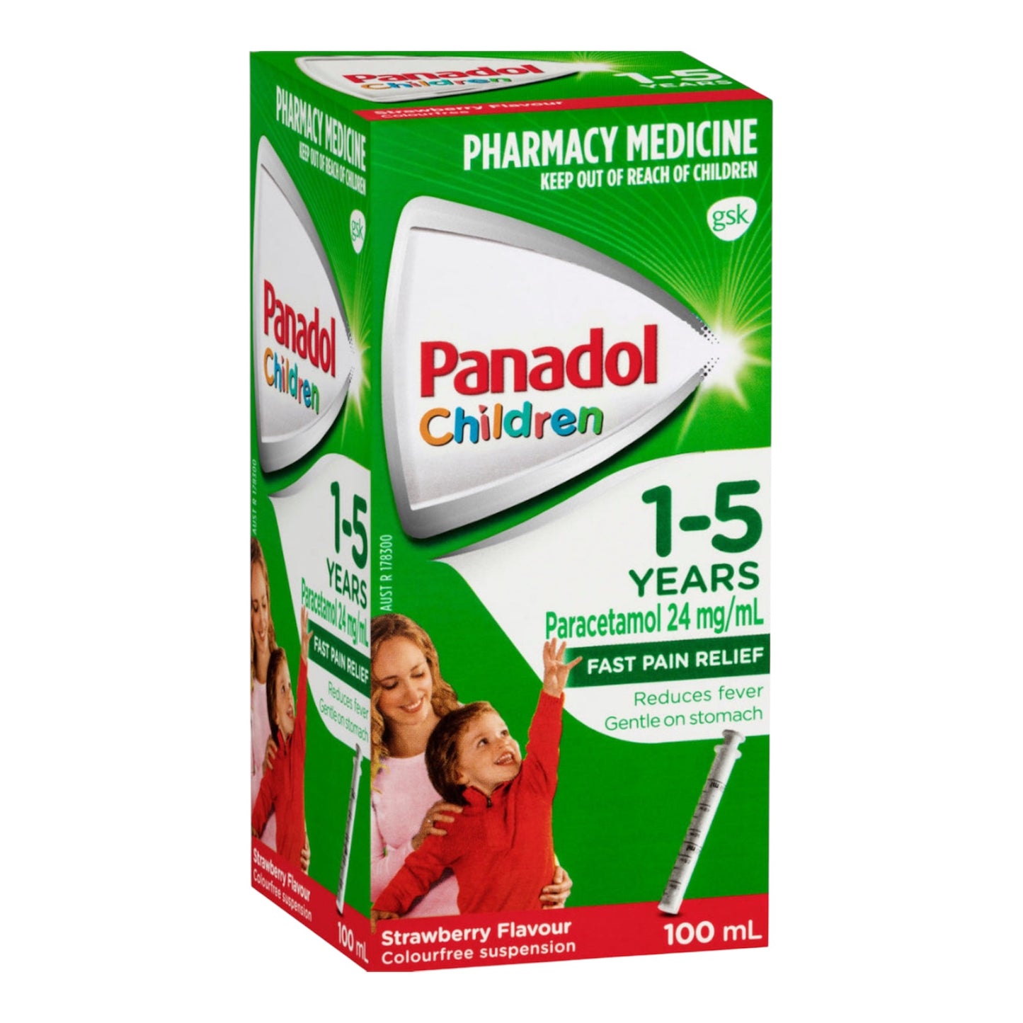Panadol Children 1-5 Years Suspension Fever & Pain Relief Strawberry Flavour 100ml