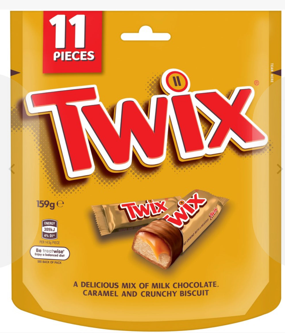 Twix Halloween Chocolate Caramel Biscuit Snack Bag 11 Pieces 159g