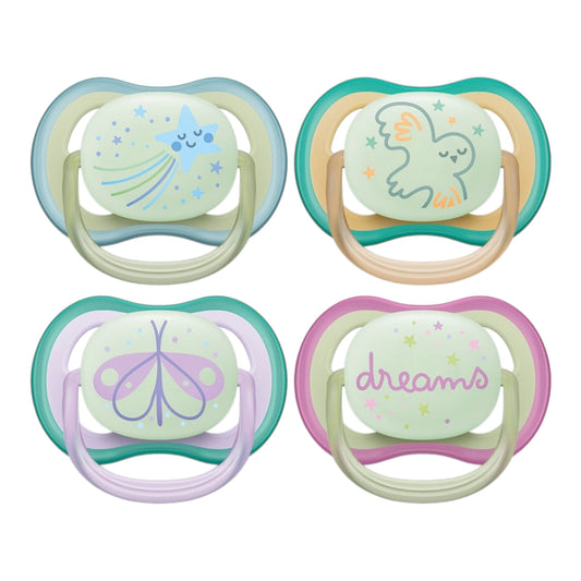 Philips Avent Ultra Air Soother Nighttime Glow 0-6 months 2 Pack - Assorted*