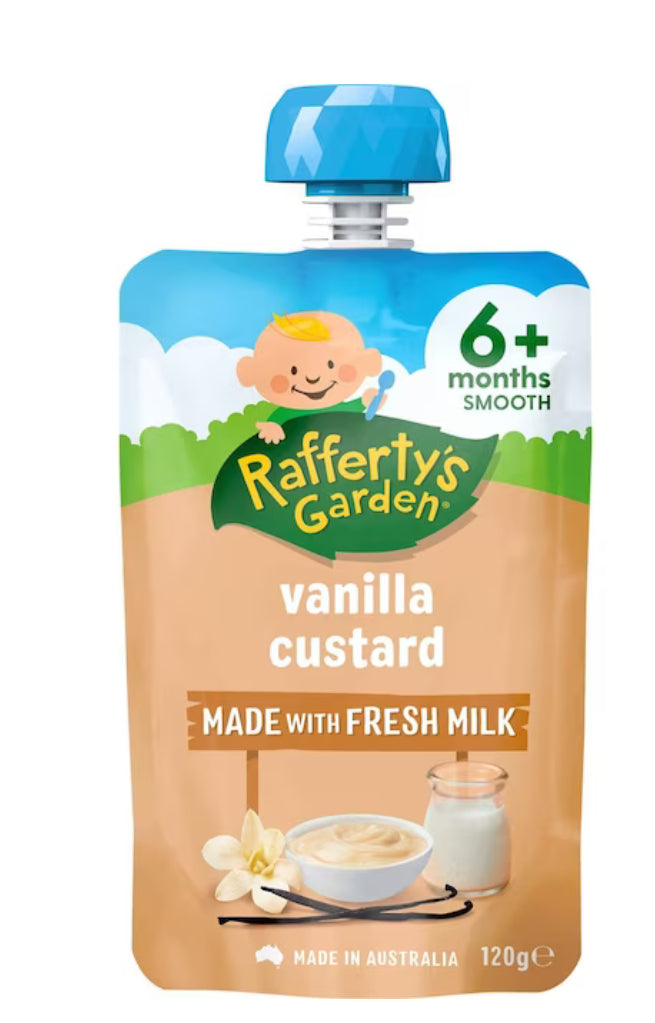 Rafferty's Garden Baby Food Pouch Vanilla Custard 6+ Months 120g