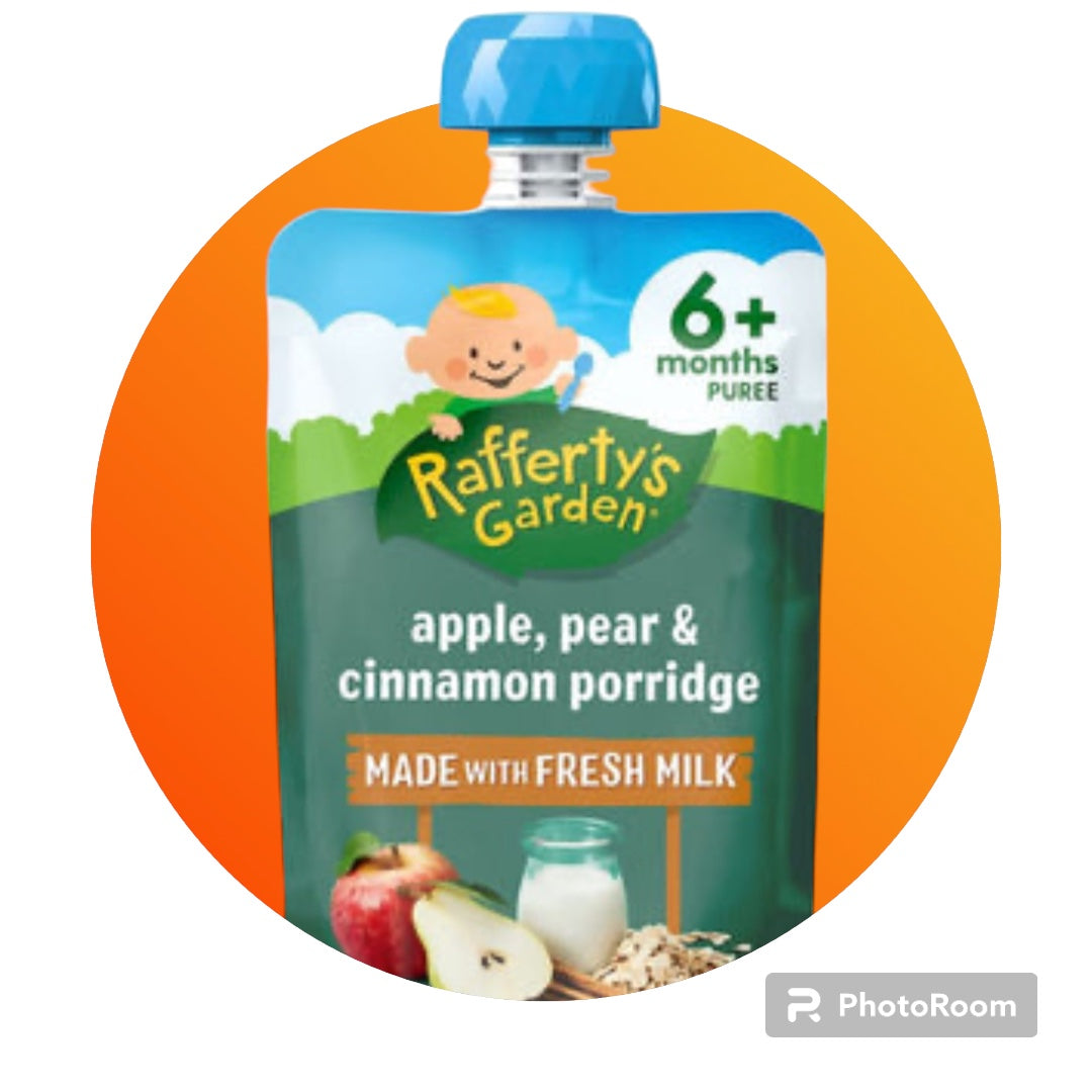 Rafferty's Garden Baby Food Pouch Apple, Pear & Cinnamon Porridge 6+ Months 120g