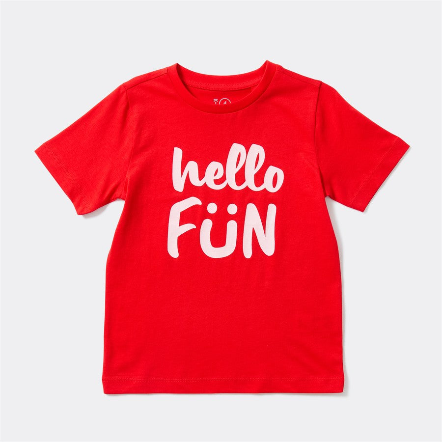 K-D Kids Hello Fun Print Tee - Red -(size 2-3Y