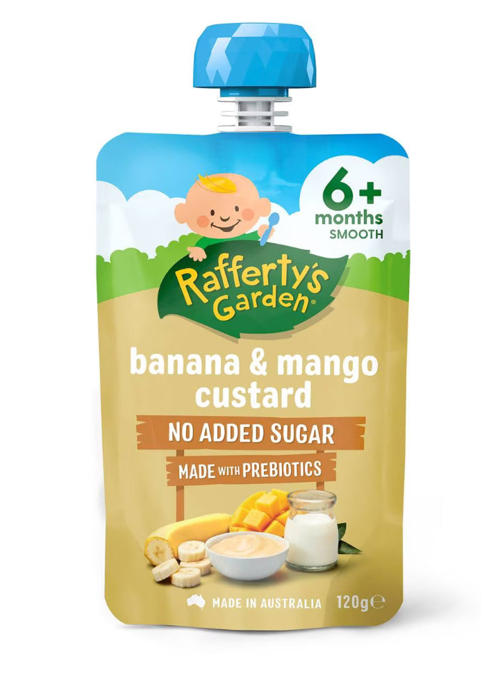 Rafferty's Garden Banana & Mango Custard Baby Food Pouch Dessert 6+ Months 120g