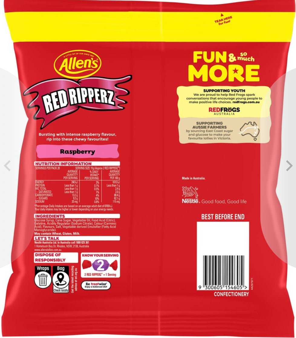 Allen's Red Ripperz Family Share Bag 300g
