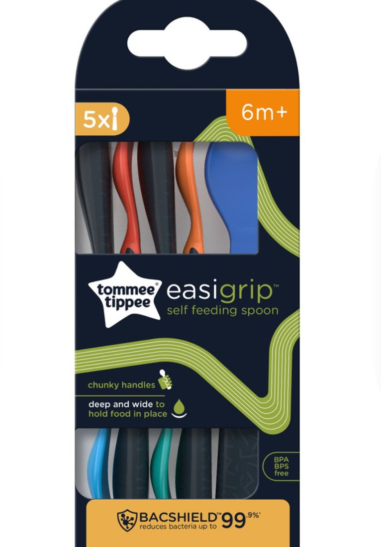 Tommee Tippee Easigrip Self-Feeding Baby Weaning Spoons 6m+ 5 Pack