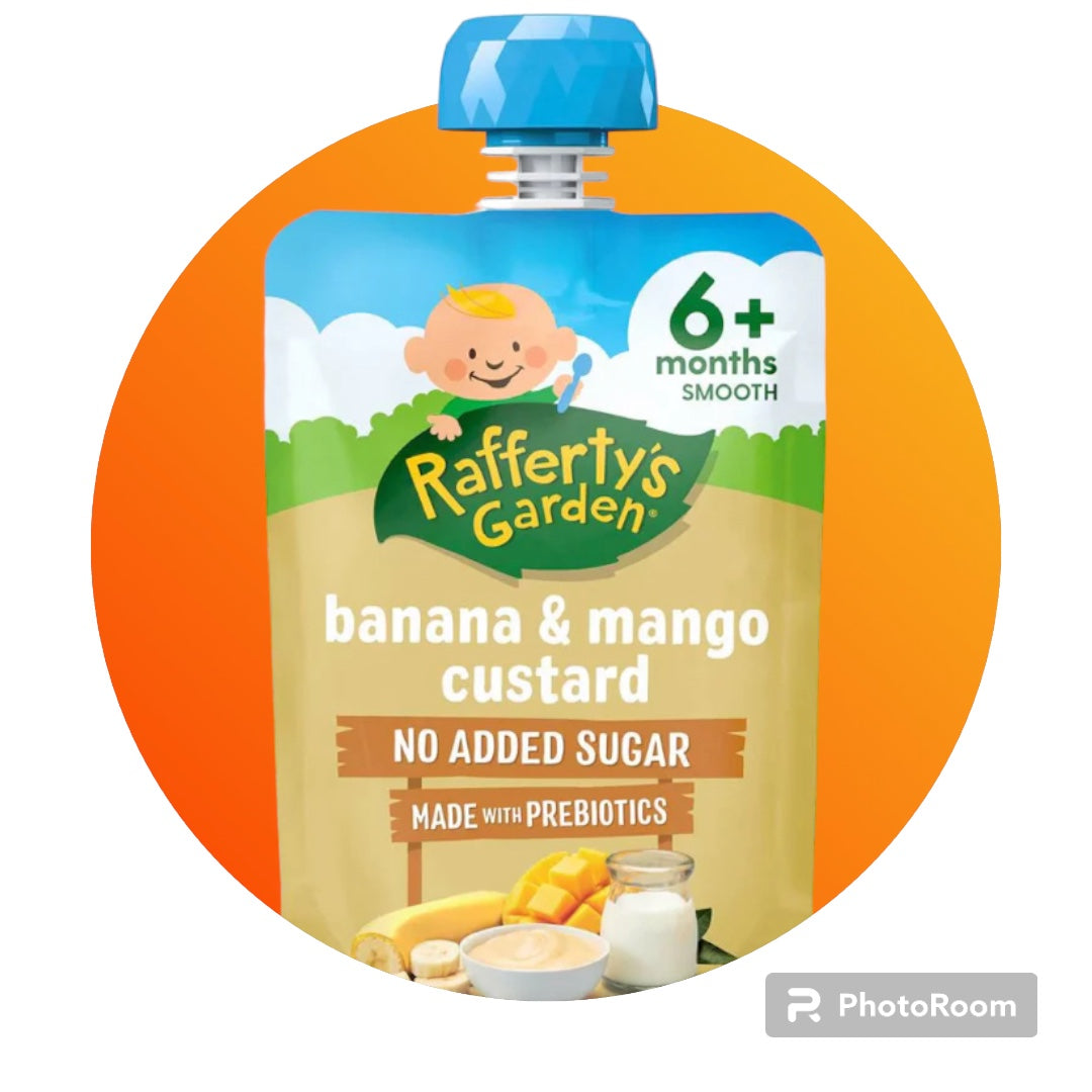 Rafferty's Garden Banana & Mango Custard Baby Food Pouch Dessert 6+ Months 120g