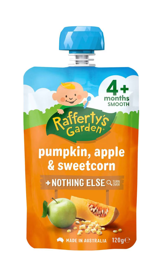 Rafferty's Garden Baby Food Pouch Pumpkin, Apple & Sweetcorn 4+ Months 120g