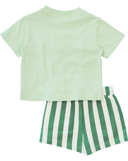 Baby Print Tee And Stripe Shorts Set