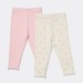 Dymples Baby Rib Leggings 2 Pack - White & Pink