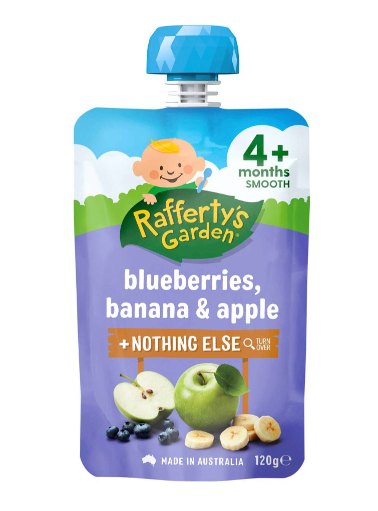 Rafferty's Garden Baby Food Pouch Blueberries, Banana & Apple 4+ Months 120g