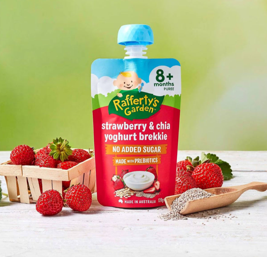 Rafferty's Garden Strawberry & Chia Yoghurt Brekkie Baby Food 8+ Months 120g