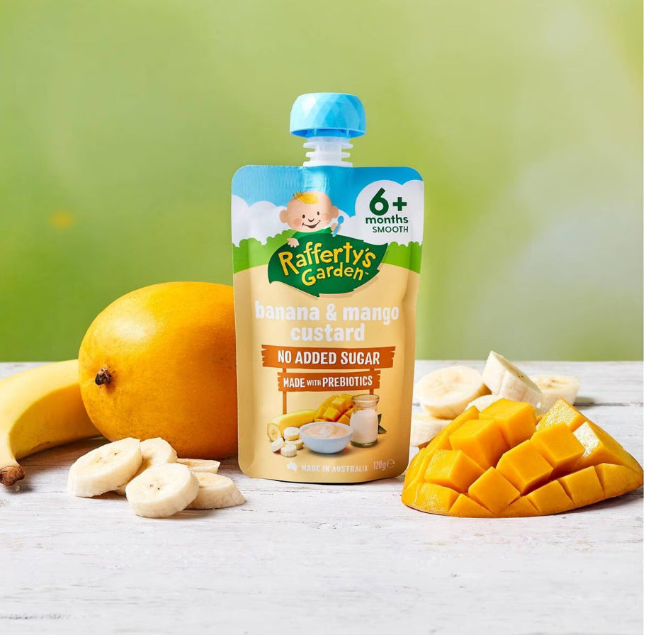 Rafferty's Garden Banana & Mango Custard Baby Food Pouch Dessert 6+ Months 120g