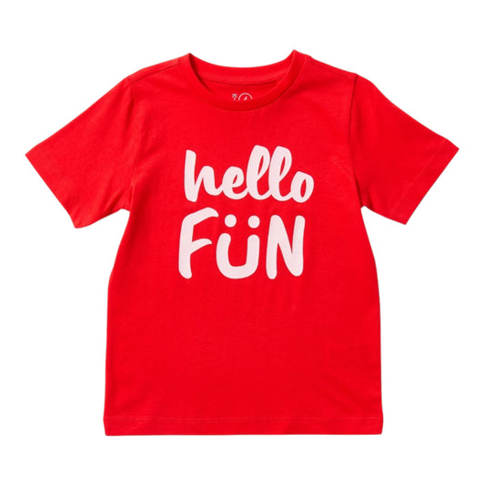 K-D Kids Hello Fun Print Tee - Red -(size 2-3Y
