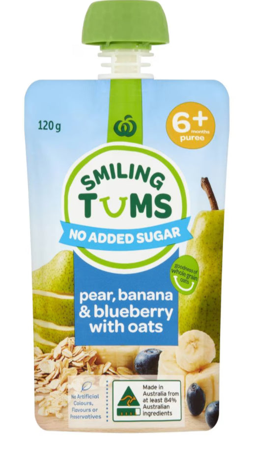 Smiling Tums Pear, Banana & Blueberry With Oats 6+ Months 120g