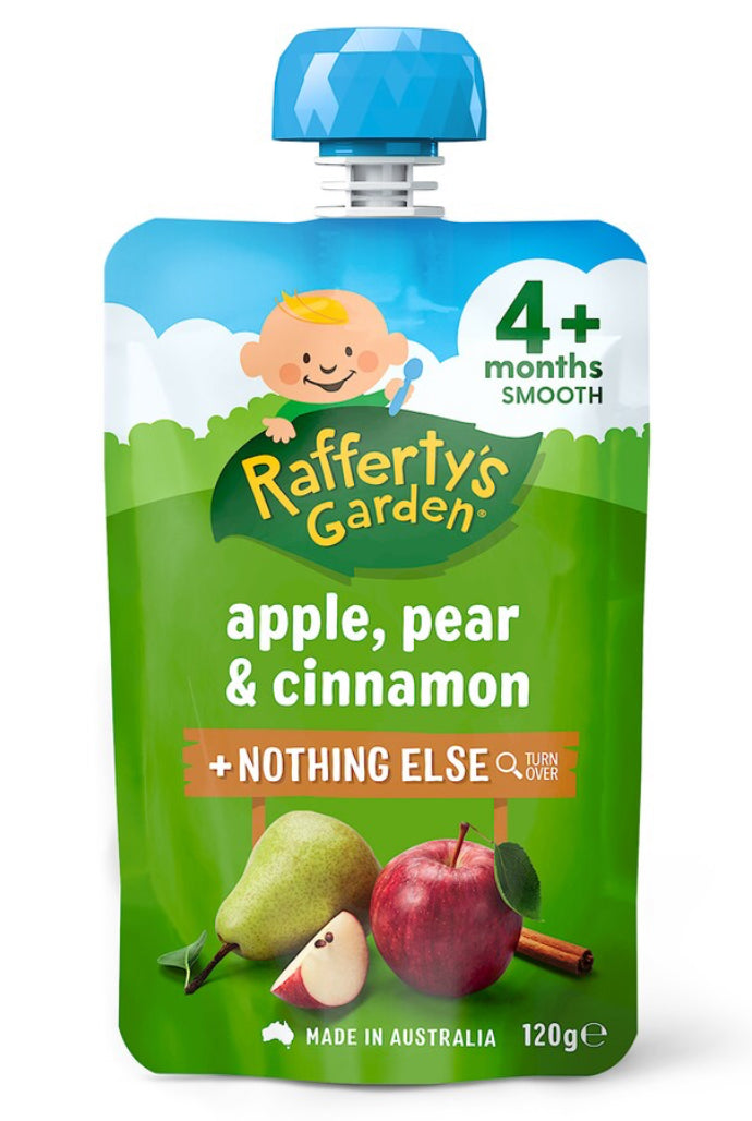 Rafferty's Garden Baby Food Pouch Apple, Pear & Cinnamon 4+ Months 120g