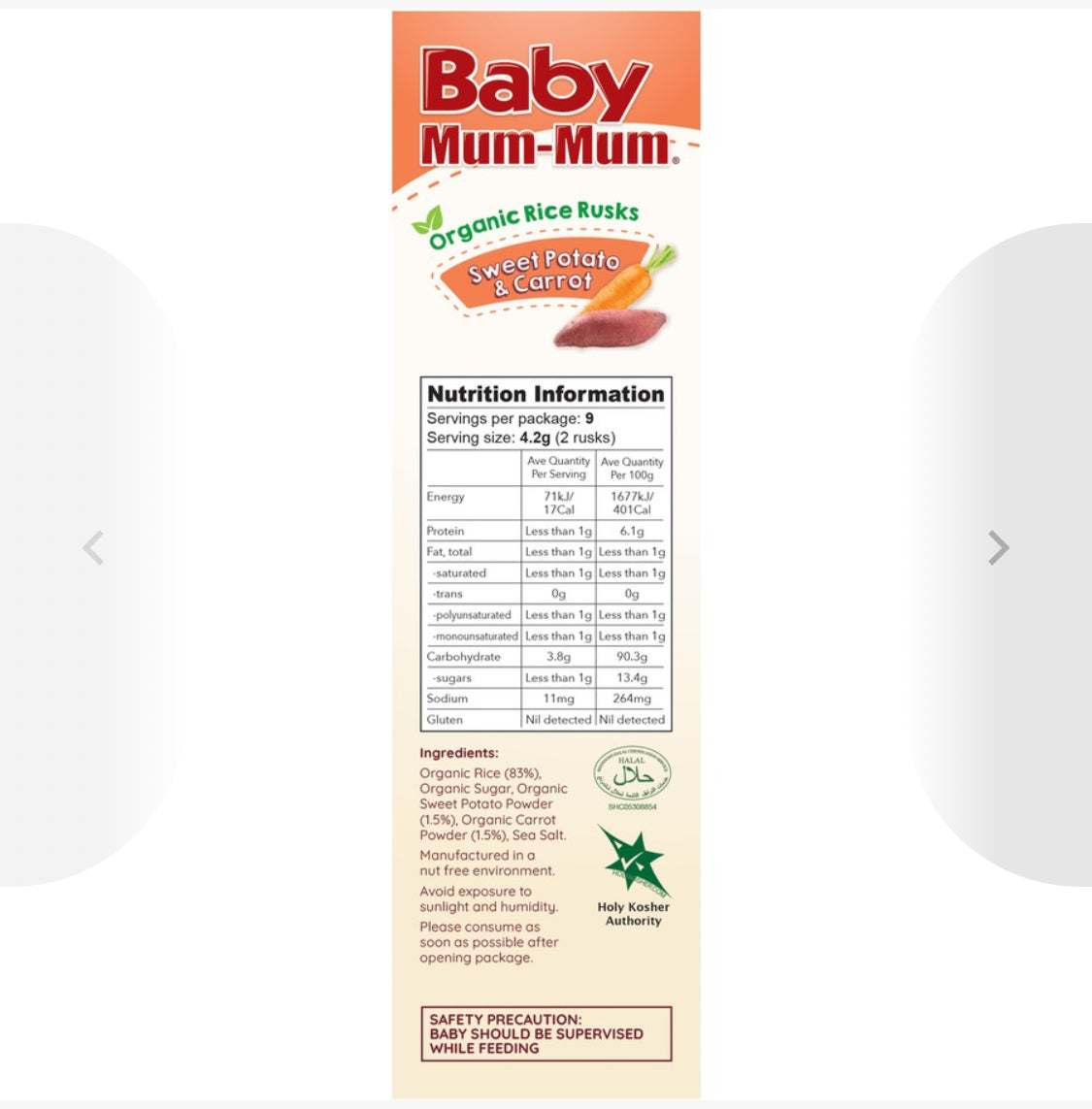 Baby Mum-Mum Organic Rice Rusks Sweet Potato & Carrot 36g