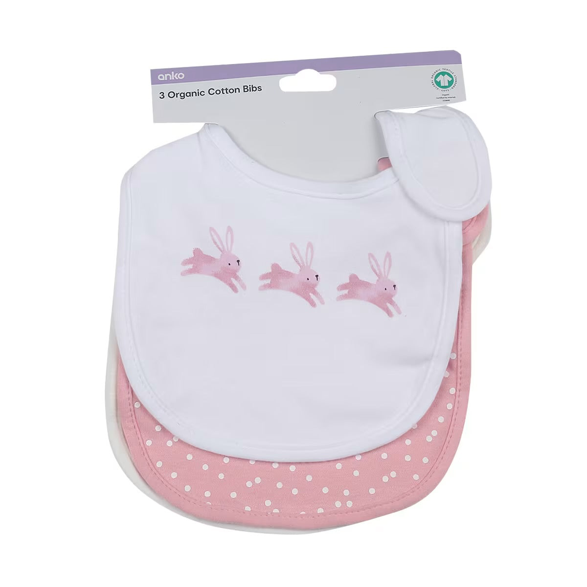 3 Pack Organic Cotton Bibs - Bunny